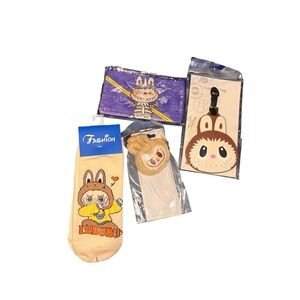 Labubu The Monsters Socks Keychain Pouch Luggage Tag Kids Fun Character Set
